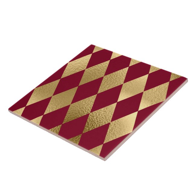 Carreau Élégant Motif diamant Bourgogne Or (Côté)