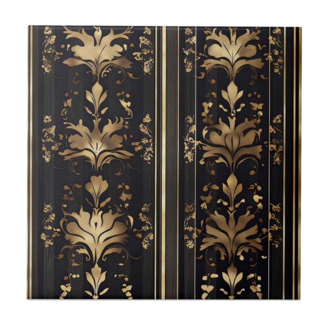 Carreau Élégant Motif d'or foncé (Devant)