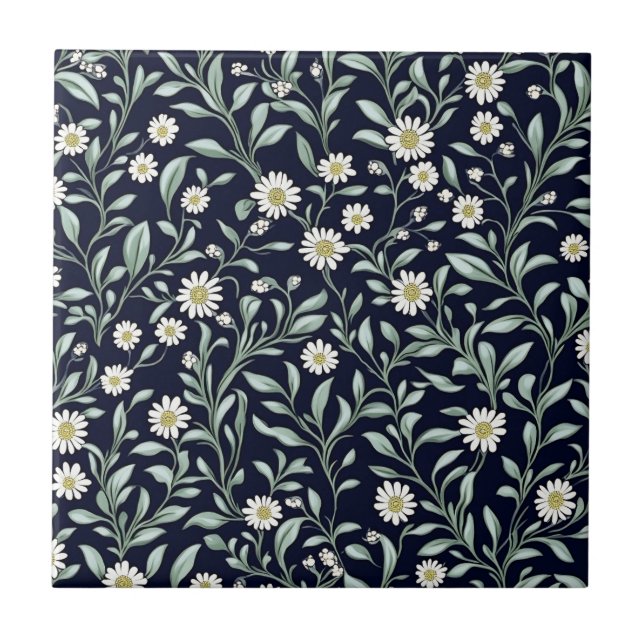 Carreau Élégant motif floral de marguerite sur Arrière - p (Devant)