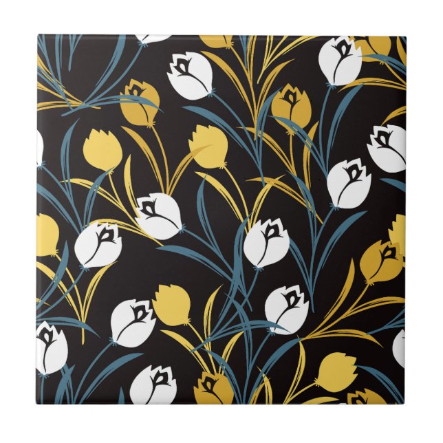 Carreau Élégant motif floral de Tulipe (Devant)