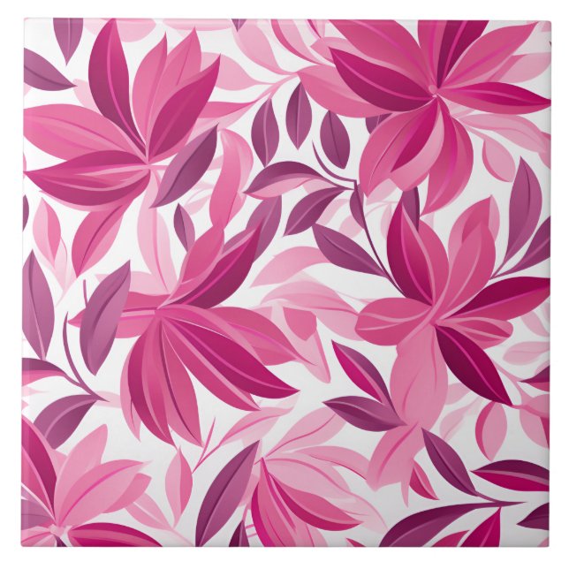 Carreau Élégant motif floral rose Fuchsia (Devant)