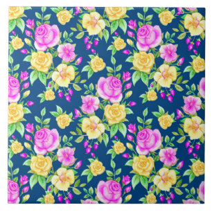 Carreau Élégant motif floral rose rose rose rose
