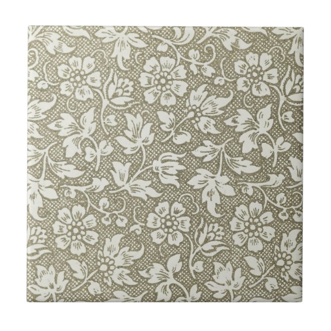 Carreau Élégant motif Floral Vintage français beige (Devant)