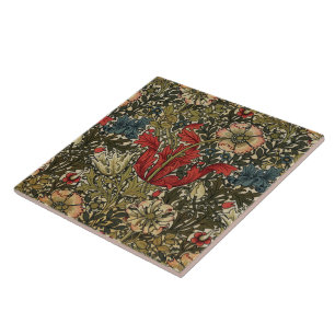 Carreau Élégant motif floral Vintage John Henry Dearle