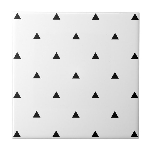Carreau Élégant motif géométrique noir blanc | triangles (Devant)