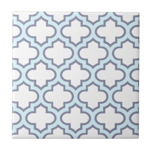 Carreau Élégant motif morocain quatrefeuilles bleu clair