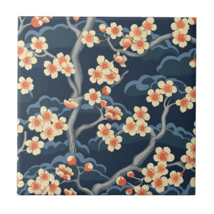 Carreau Élégant Motif sans couture en fleur de cerisier (1