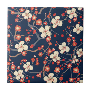 Carreau Élégant Motif sans couture en fleur de cerisier (1