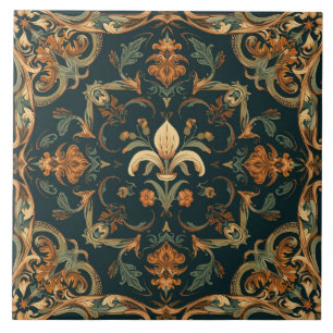 Carreau Élégant Nouveauté Florale Vintage Oiseaux
