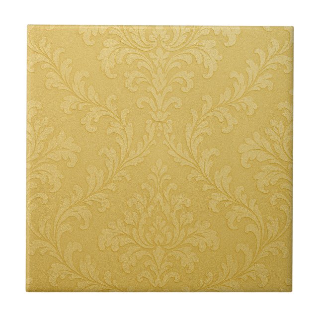 Carreau Élégant or clair baroque Damas (Devant)