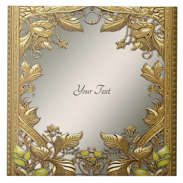 Carreau Elégant or Décoratif Carrelage en céramique fleuri (Devant)