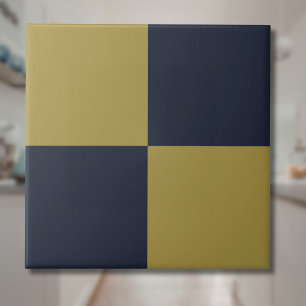 Carreau Elégant or et bleu marine À damiers Motif
