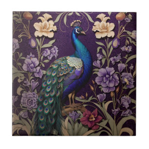 Carreau Elégant Peacock Sur Purple William Morris Inspiré