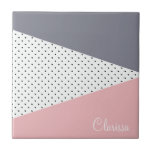 Carreau Élégant pois géométriques rose pastel<br><div class="desc">Une belle combinaison de motif pois moderne, géométrique et rétro pastel.</div>