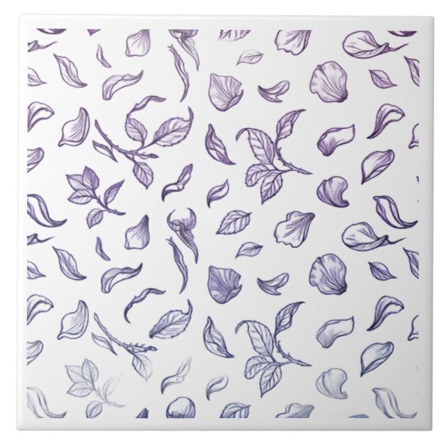 Carreau Elegant Purple Rose Petal Pattern Ceramic Tile -  (Devant)