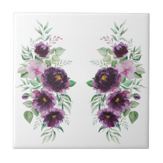 Carreau Elegant purple watercolor wisteria blue floral 