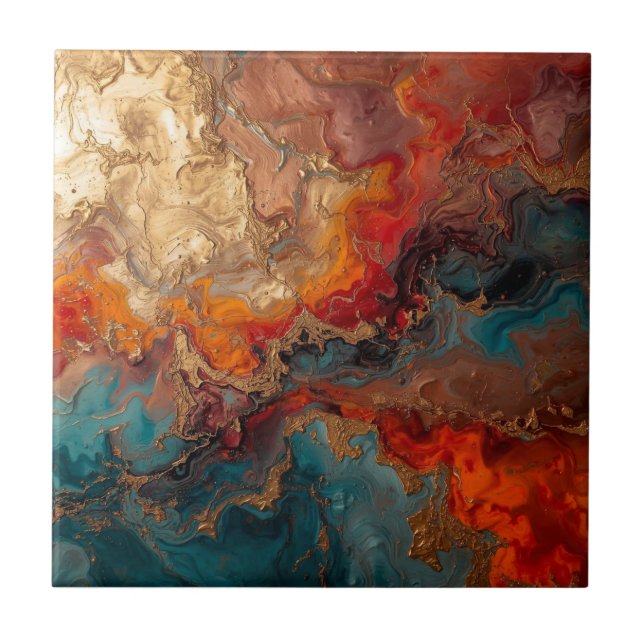 Carreau Elegant Rich Copper Patina Metallic gold  (Devant)