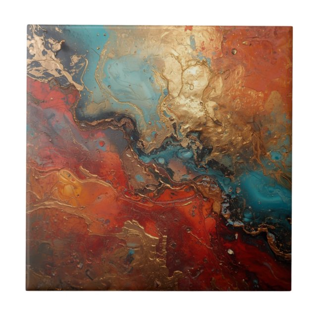Carreau Elegant Rich Copper Patina Metallic gold  (Devant)