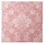 Carreau Élégant Romantique Chic Floral Damask-Pastel rose<br><div class="desc">Elégant design damassé floral d'inspiration vintage,  avec des fleurs rose pastel clair-sur-foncé chic monochromes,  des rouleaux feutrés et des écharpes de rubans délicats en dentelle. Ce motif est transparent et peut être mis à niveau vers le haut ou vers le bas.</div>
