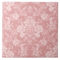 Élégant Romantique Chic Floral Damask-Pastel rose