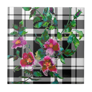 Carreau Elégant rose magenta aquarelle Rose plaid