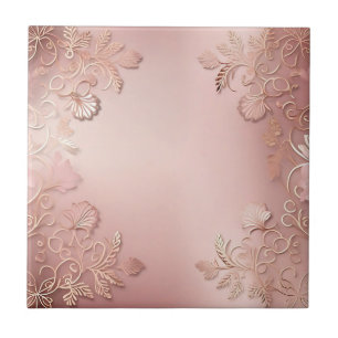 Carreau Élégant Rose Or Et Rose Floral