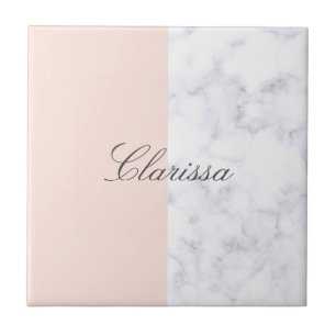 Carreau Élégant rougissent le bloc de marbre rose et blanc