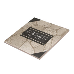 Carreau Elégant Sepia Toned Cracked Stones