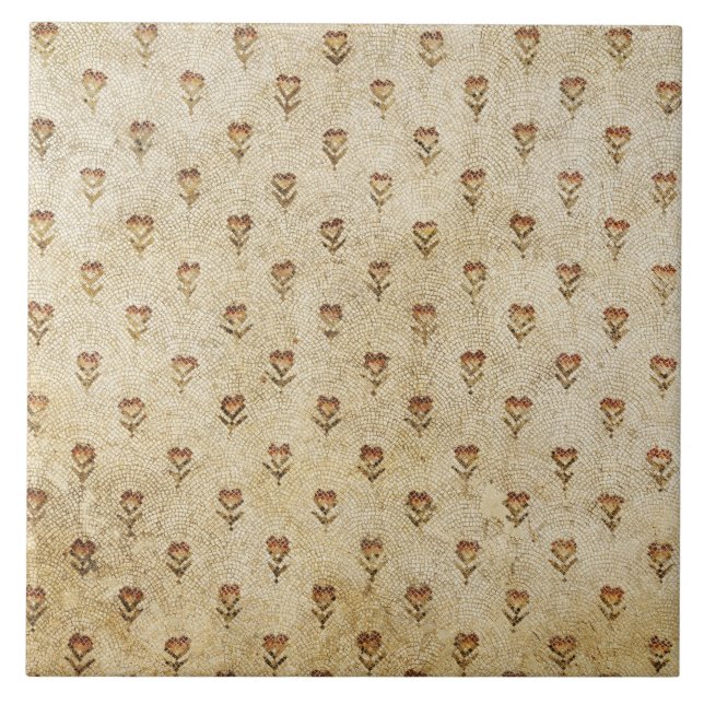 Carreau ELEGANT SIMPLE BYZANTINE MOSAIC FLOWERS Antique  (Devant)