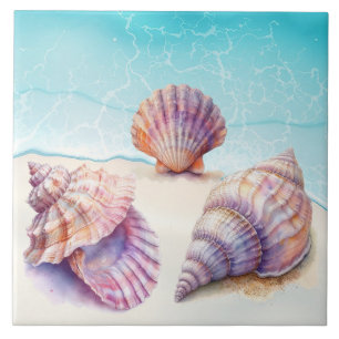 Carreau Elégant Tropical Beach Seashells Pearls Nautique