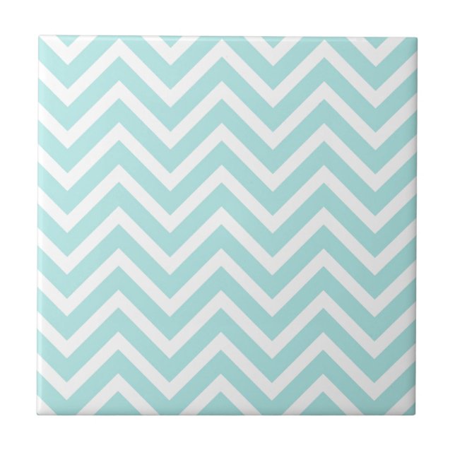 Carreau Élégant Turquoise Blue Chevron Motif (Devant)