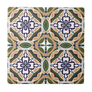 Carreau Élégant vert géométrique Motif de carrelage floral