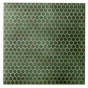 Carreau Élégant Vert Or Rucher En Nid D'abeille