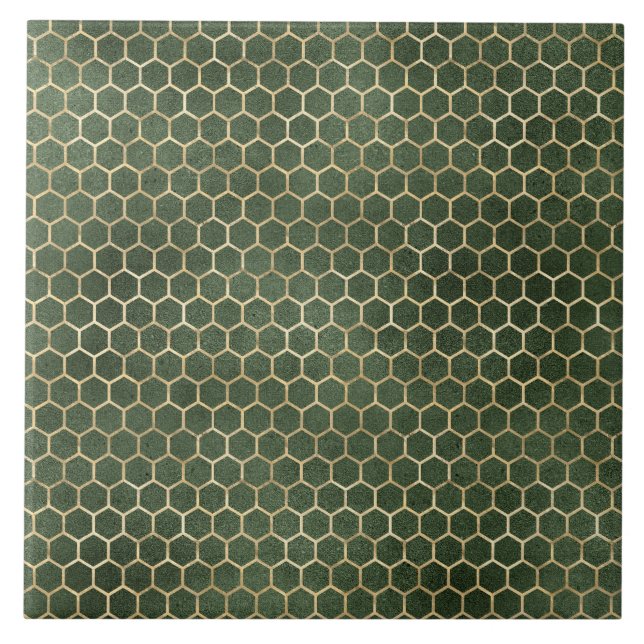 Carreau Élégant Vert Or Rucher En Nid D'abeille (Devant)