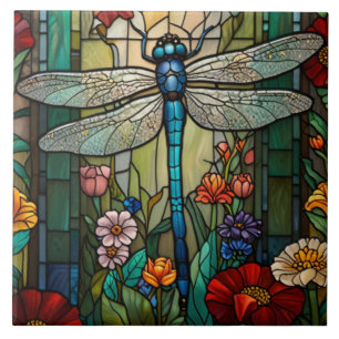 Carreau Elégant vintage dragonfly art boho chic botanique