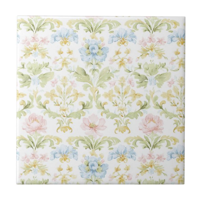 Carreau Elegant Vintage Floral Pastel Design (Devant)