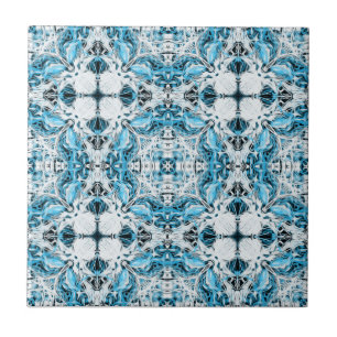 Carreau Élégant, vintage, turquoise, blanc