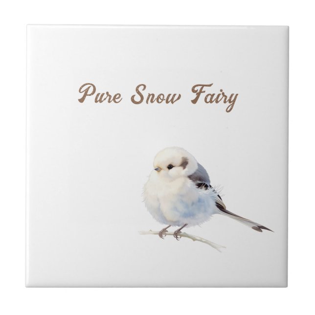 Carreau Elegant Watercolor Long-Tailed Tit Pure Snow Fairy (Devant)