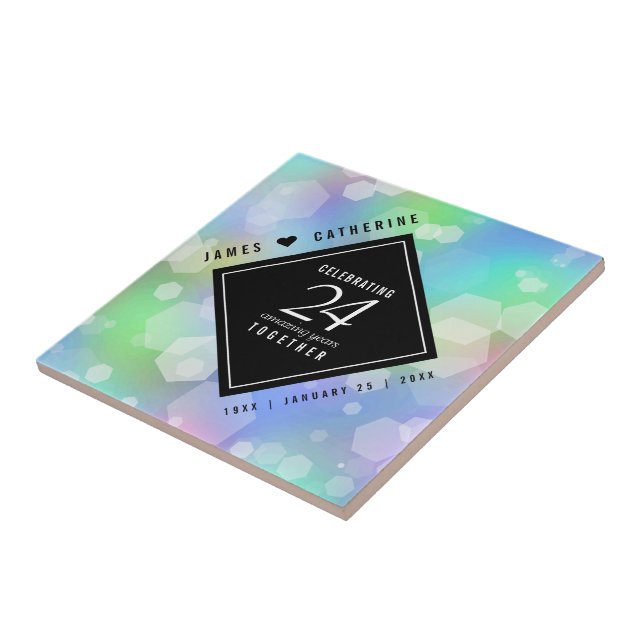 Carreau Élégante 24e anniversaire du Mariage Opal (Côté)