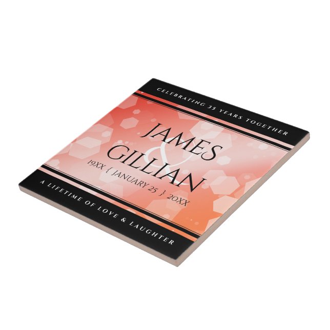 Carreau Elégante 35ème anniversaire de Mariage de corail (Côté)