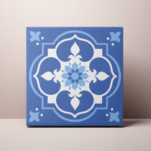 Carreau Elégante Accent Fleur Bleu Azulejo