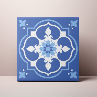 Carreau Elégante Accent Fleur Bleu Azulejo