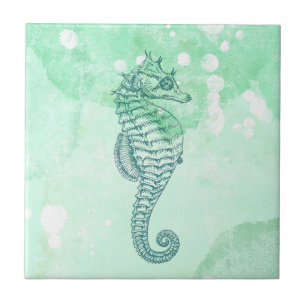 Carreau Elégante aquarelle bleu Seahorse