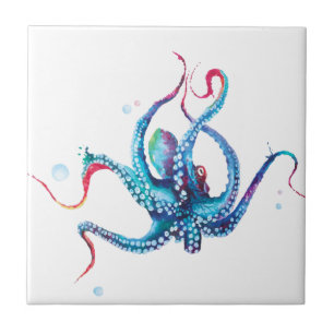 Carreau Elégante aquarelle pieuvre céramique Carrelage