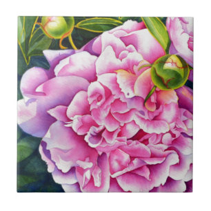 Carreau Elégante aquarelle rose blanc classique floral