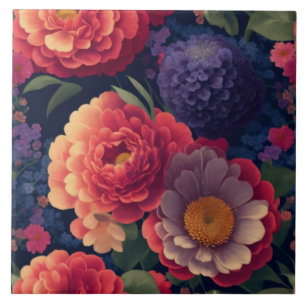 Carreau Elégante aquarelle rouge orange rose rose floral