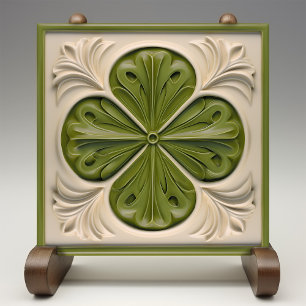 Carreau Élégante Émeraude Ivoire Fleur-de-Lis