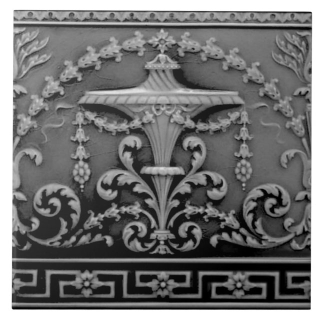 Carreau Elégante Gris Noir Néoclassique Antique Carrelage  (Devant)