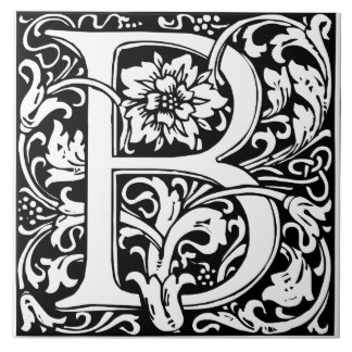 Carreau Élégante lettre Vintage florale B Monogramme