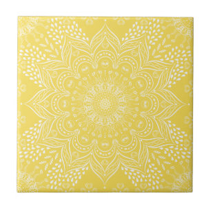 Carreau Elégante Motif décorative Mandala Jaune